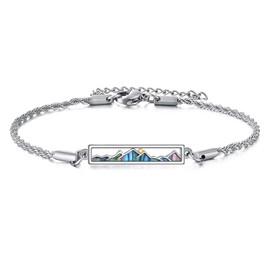 VENACOLY Mountain Bracelet S925 Sterling Silver Mountain Abalone Shell Jewellery Gift for Women