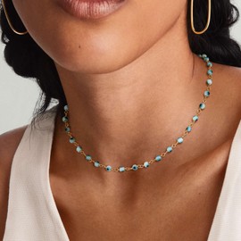 BENEIGE Gold Evil Eye Necklace For Women,14K Gold Plated Dainty Blue Evil Eye Choker Necklace Jewelry for Women