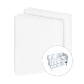 2X Jersey 100% Cotton Fitted Sheet for 120 x 60 cm Toddler Baby Cot Bed Mattress (White)