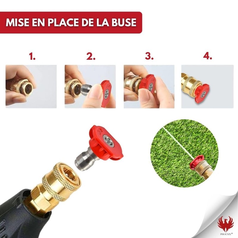 PHOENIX 5 Nozzles Flat Jet Straight Jet and Foam for
