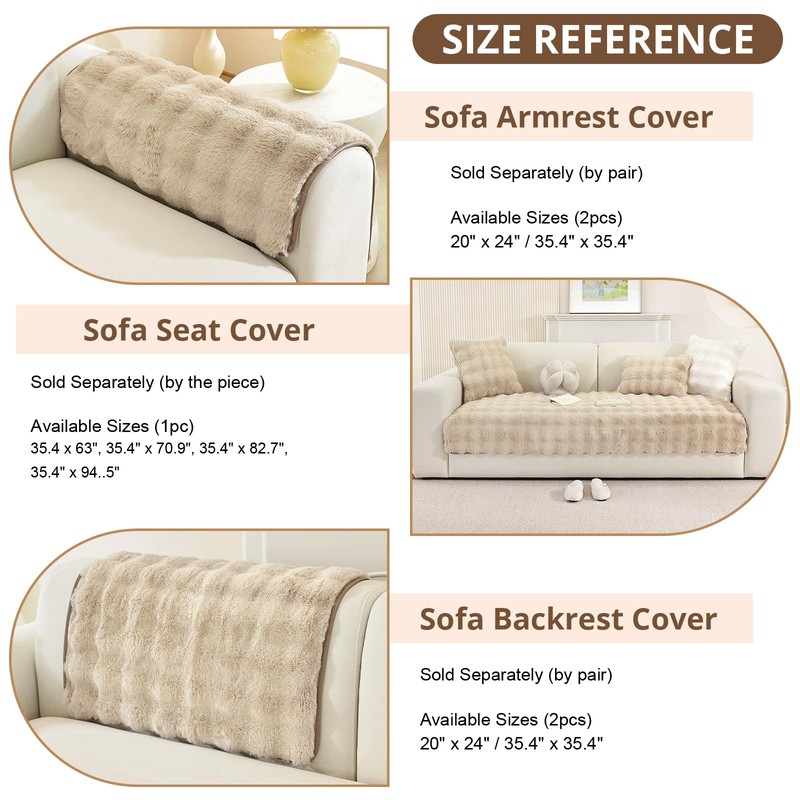 OstepDecor Faux Fur Couch Covers for Sofa, Soft Plush Sofa