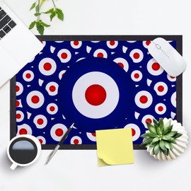 L&S PRINTS Mod Target Blue White & Red Design - Door Mat - 60cm x 40cm