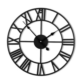Blorple 20inch/50cm Large Round Wall Clock for Living Room Decor Modern Battery Operated Silent Non Ticking Big Black Clocks for Home Farmhouse Office Cafe Decoration(Iron Roman Numerals, 20 inches)