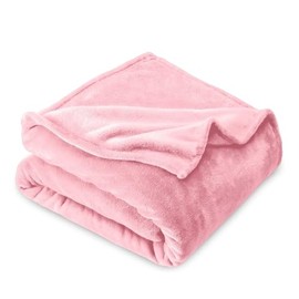 Lightweight Ultra Soft Micro Plush Flannel Fleece Throw Blanket Kids Size | All Seasons Light Pink Color Plush Cozy Anti-Pilling Wrinkle & Stain Resistant Fall Throw Blanket