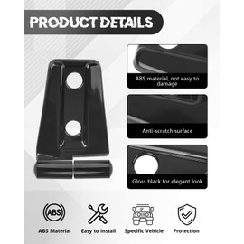 ADTOPI For JK Door Hinge Covers Trim Exterior Accessories Door Hinge Protectors Compatible with Jeep Wrangler JK JKU Sport Rubicon Sahara X Unlimited 2007-2018, ABS Plastic, Black (8PCS)