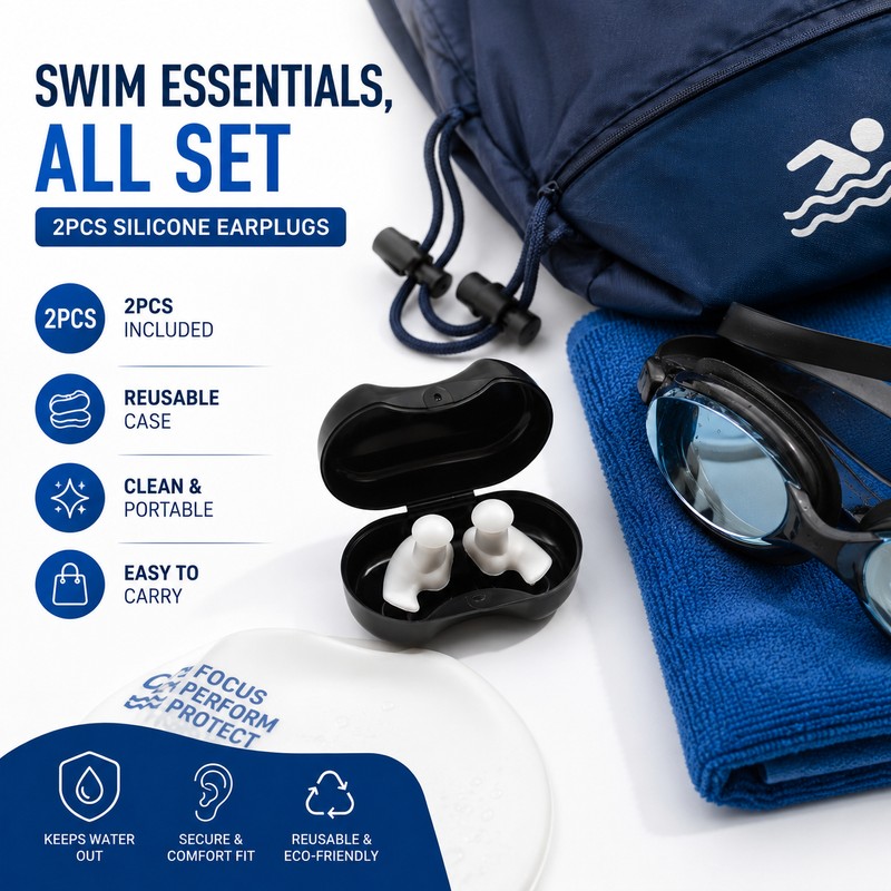 Reusable Silicone Swimming Earplugs for Water Sports – Waterproof Ear