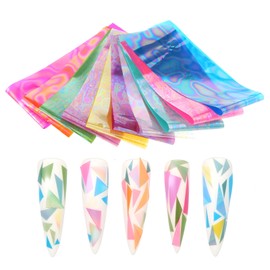 10 Rolls Holographic Nail Foils Transfer Nails Art Colorful Aurora Nail Transfer Foil Rainbow Film Foil Gel Nails Wraps Transfers Sticker Kit for Women Girls NailArts DIY Designs