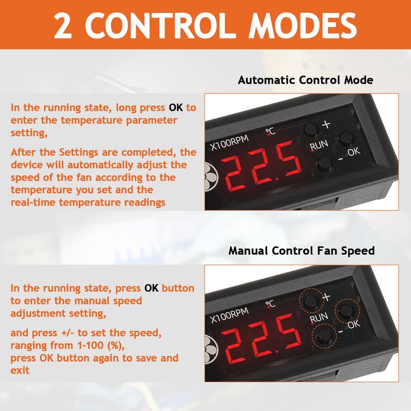JAMHER 4-Wire PWM 12V 3A Fan Temperature Controller,Circular Head