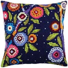Collection D'Art Cross Stitch Cushion, Cotton, Multicoloured, 40x40cm