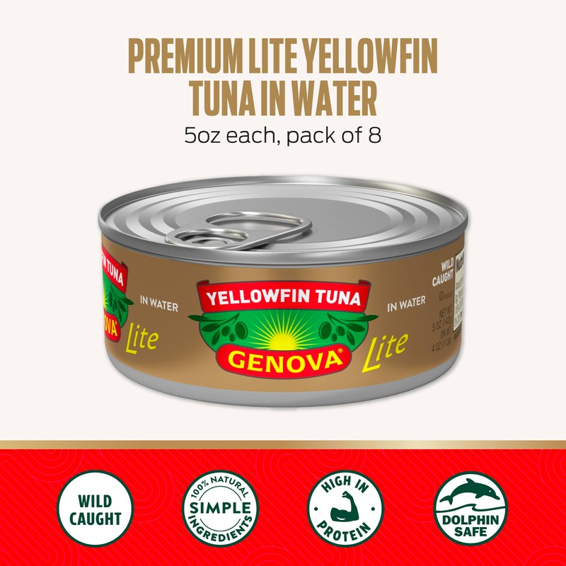 Genova Premium Lite Yellowfin Tuna in Water, Wild Caught, Solid