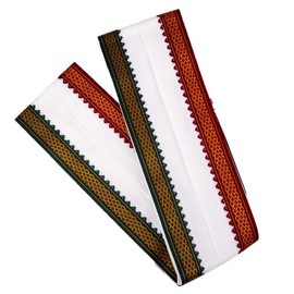 Angavastram Cotton Traditional Pooja Angvastra Towel Kanduva Kasavu for Religious Occasion Wedding New Year Temple Puja Rituals Housewarming and Gifting (White Color with Red & Green Border)