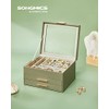SONGMICS Caja de Joyas, 3 Niveles, Tapa de Cristal, 2