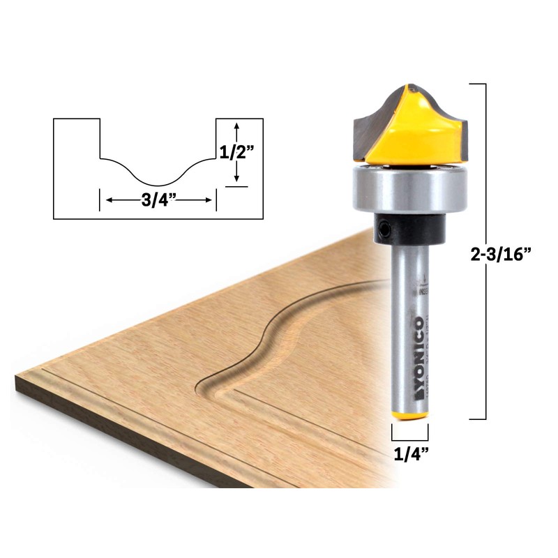 YONICO Router Bits Ogee Groove Template 3/4-Inch Faux Panel 1/4-Inch
