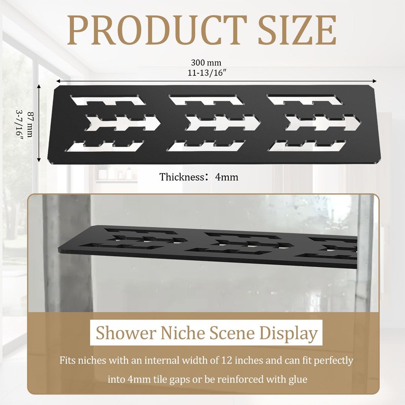Hezaosth Rectangular Shelf for 12 Inch Tile Prefabricated Niches, Shower
