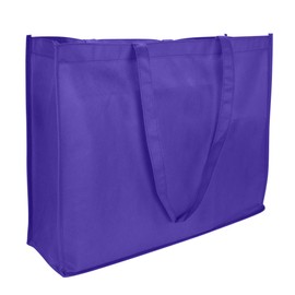 DALIX 20" Extra Large Reuseable Eco-Friendly Recycled Material Tote Bag in Purple-2 Pack