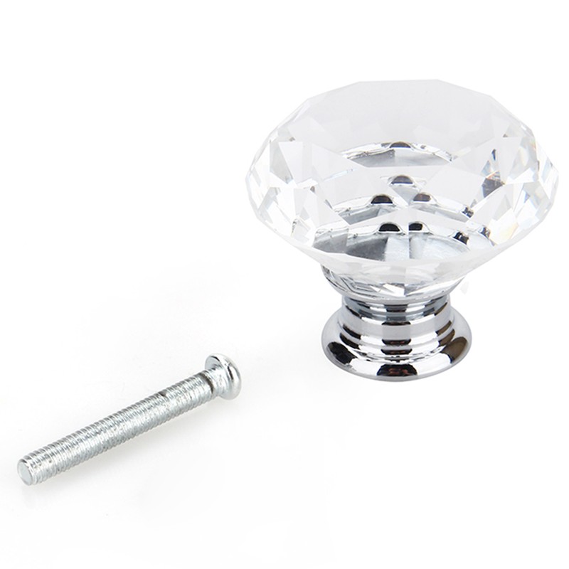 16Pcs Crystal Glass Cabinet Knob Diamond Shape 40mm Drawer Cupboard