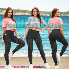 AIMILIA Butt Lifting Anti Cellulite Leggings for Women High Waisted Yoga Pants Workout Tummy Control Sport Tights