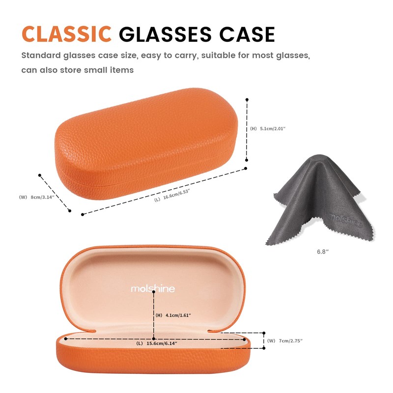 molshine Hard Shell Leather Sunglasses Case,Classic Large Glasses Case for