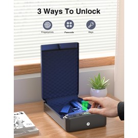 Gun Safe, Small Pistol Safe Biometric Gun Safe for Handgun, Portable Fingerprint Quick Access Gun Lock Box for Car Travel Nightstand Bedside