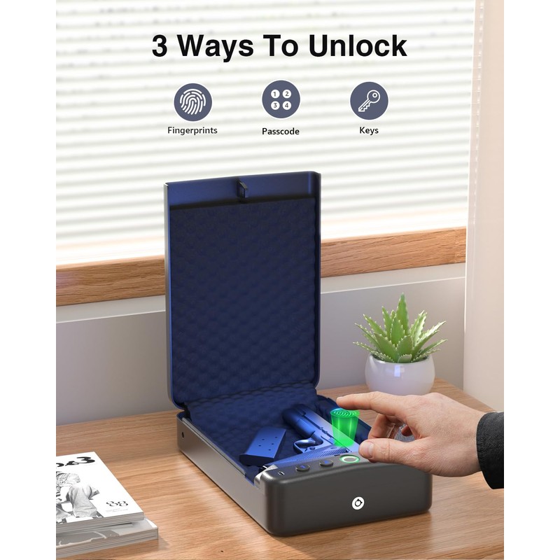 Gun Safe, Small Pistol Safe Biometric Gun Safe for Handgun,