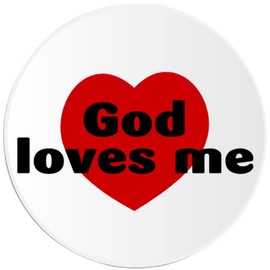 God Loves Me - 3 Pack Circle Stickers 3 Inch - Religion Religious Worship