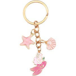 COLORFUL BLING Starfish Keychain - Mermaid & Conch Pearl Beach Themed Gift - 3.7cm*10cm, Unisex, Fun, Modern, Solid, Metal, Foldable, Womens, 4 Count