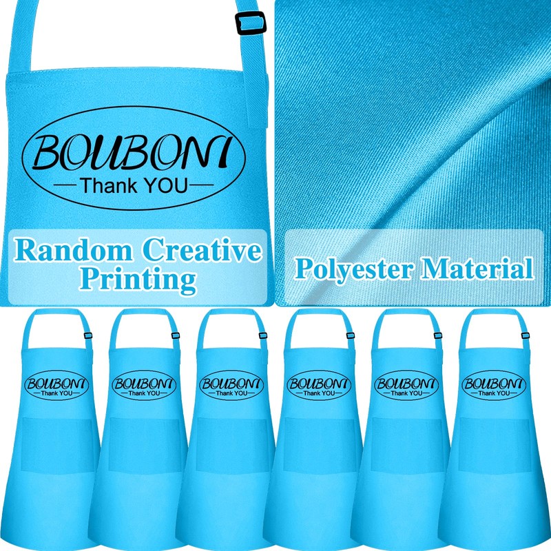 BOUBONI 5 Pcs Kids Apron with 2 Pockets Adjustable Kitchen