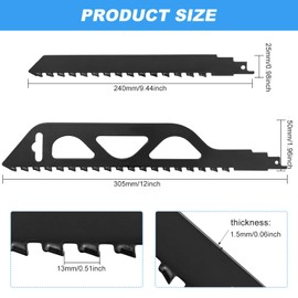 ADNEWX Reciprocating Saw Blade Stone 2 Set, Carbide Saw Blades HM 240 305 mm Saw Blade Aerated Concrete Wood Stone Cuts Accessories for Einhell Dewalt Bosch Makita Reciprocating Saw