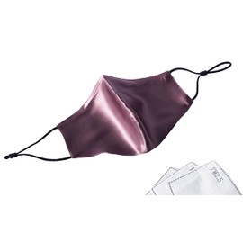 HABAC STUDIO - 100% Mulberry Silk Face Mask Face Masks Washable UK Reusable Face Mask, Black Mens Silk Mask Silk Face Covering for Women 4 Layers Pocket Filter 3x FREE PM 2.5 Filters (Purple)