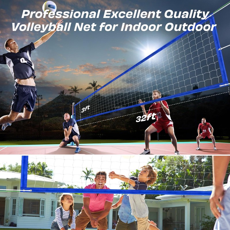 Professional Volleyball Net Outdoor Heavy Duty, All-Weather Durable,10 Grommets, Thickened