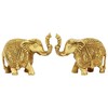 ITOS365 Brass Trunk Up Elephant Statues Set of 2 -