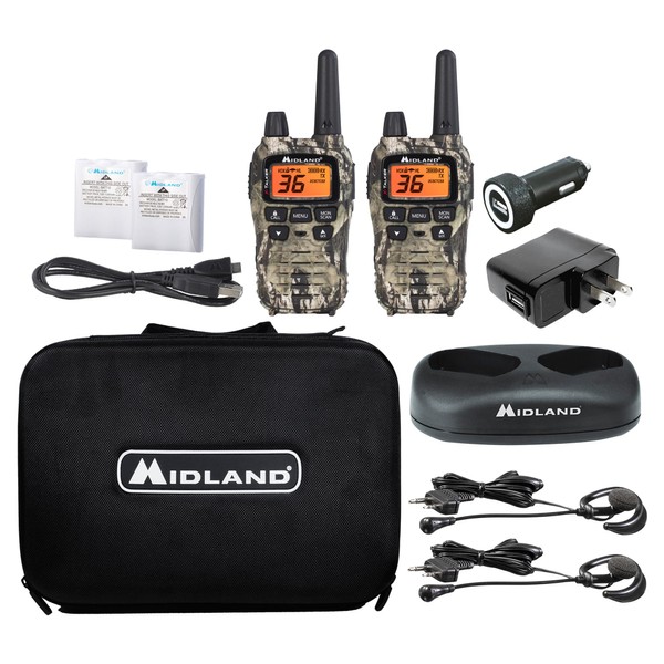 Midland – T75PV5D X-TALKER Extreme Dual Pack - 22 Channels, 121 Privacy Codes, Water Resistant - Clear Communication with Weather Alert - Carrying Case & Headset Included – Camo