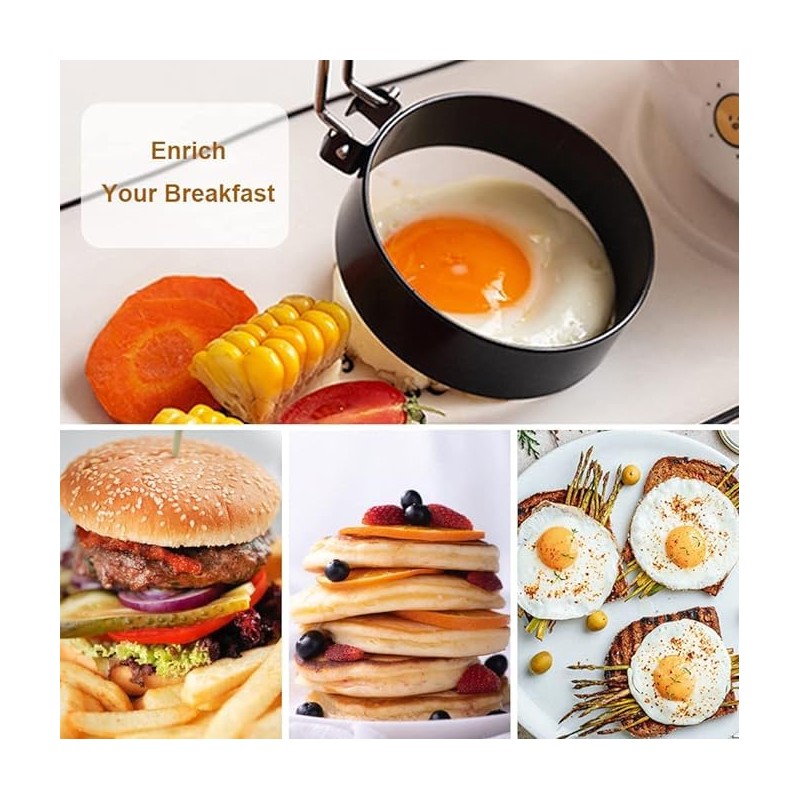 4pcs Egg Rings for Frying, Stainless Steel Egg Rings with