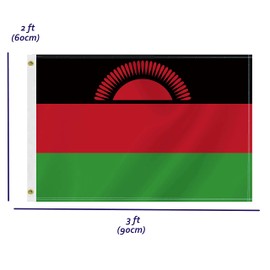 2×3 FT Malawi Flag,Medium 60×90 CM Malawian Outdoor Banner,100D Decor,Doube Side Printing For Patio Garden With Brass Gromment