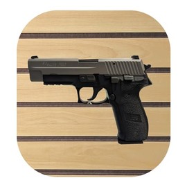 Hammy3DPrints Mount for Sig P226 - Slatwall | Pistol Holder Handgun Storage Rack (Facing Left, Dakota with Metal Track Insert)