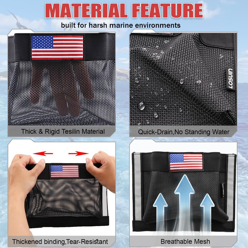 2Pcs Mesh Boat Storage Bag,Boat Organizers and Storage Self-Adhesive,10"x7"