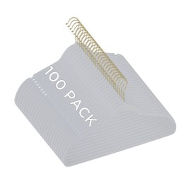 Simplify Slim Velvet Gold Hook Clothes Hangers 100 Pack | Non-Slip | Shirts | Suit | Pants | Dresses | Garments | Closet Storage & Organization | Durable | White