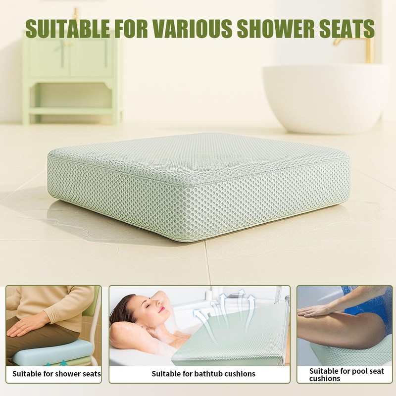 Gwremzlox Shower Seat Cushion,Thickened Shower Chair Cushion 4D Air Fiber