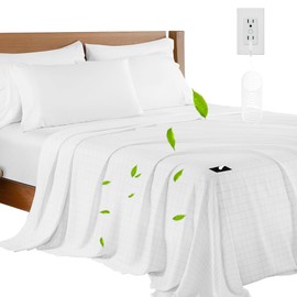 Organic Grounding Sheet 10% Silver for Bed Sleeping Therapy with Connection Cord,Grounding Sheets with Grounding Cord (White, 76x80 inch/King)