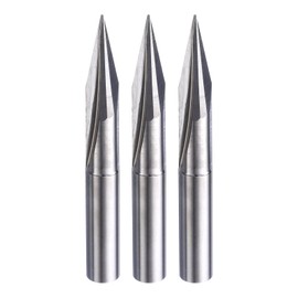 HARFINGTON 3pcs CNC V Bit 20 Degree 15/64" Shank 0.5mm Tip Engraving V Bits Carbide Chamfer End Mill with 2 Straight Flutes CNC Wood Carving Bit Tool for Wood Plywood Acrylic MDF Lettering
