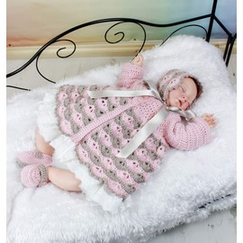 Crochet Pattern for Babies Matinee Jacket, Bonnet and Matching Booties, 0 to 3 Months, UK Crochet Terminology, Double Knitting Baby’s Crochet Pattern, CP278