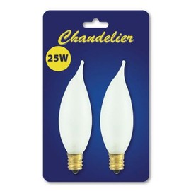 Bulbrite 484025-40PK - 25W - Flame Tip CA10 - E12 Base - 120V - 2700K - 1,500Hrs - Frost - Incandescent Chandelier
