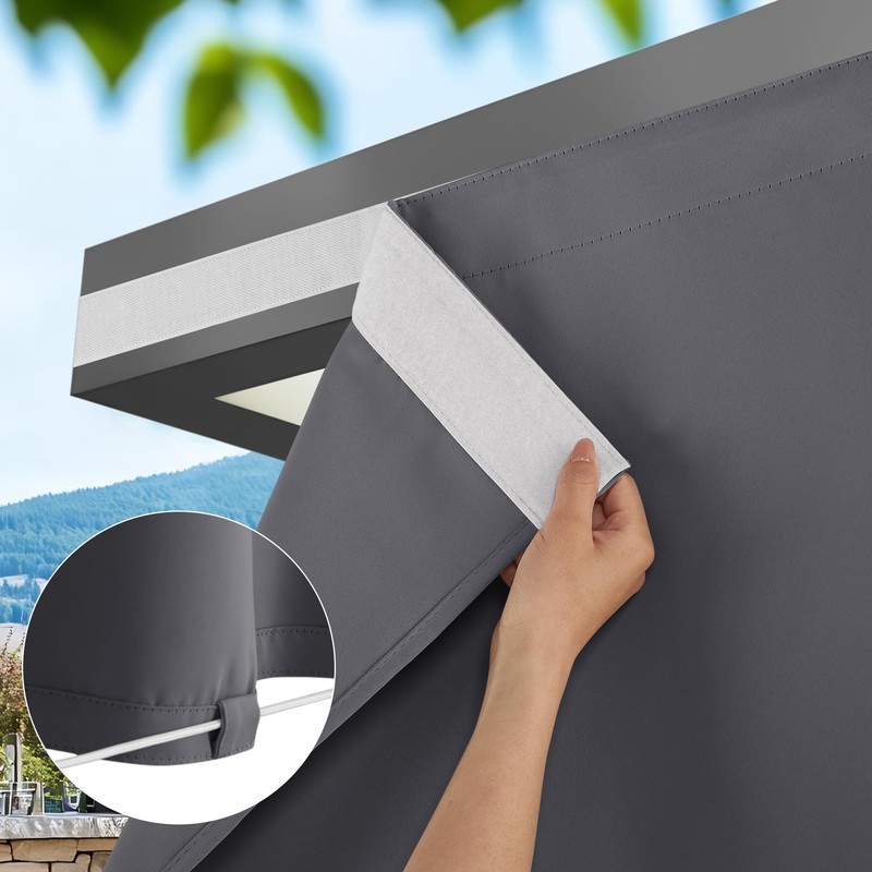 NICETOWN 2 Panels Outdoor Curtains for Patio, Adhesive Strip Top