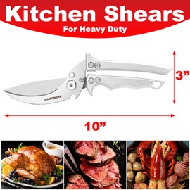 Heavy Duty Poultry Shears - Kitchen Scissors for Food, All Purpose - Chicken & Fish Shears - Easily Separable, Dishwasher Safe (Silver)