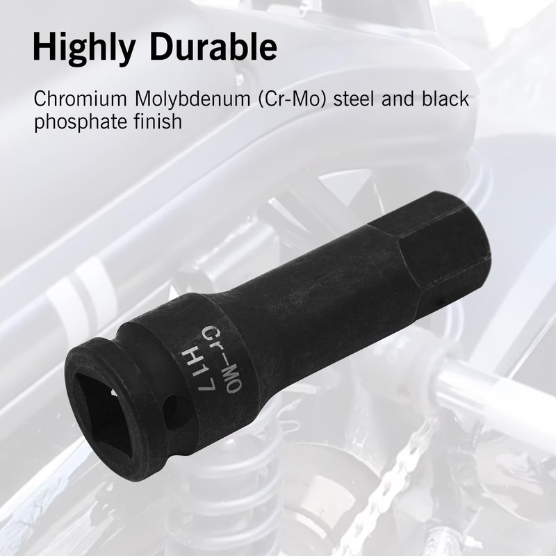 YXQ H17 (17mm) Hex Impact Bit Socket, 1/2-Inch Drive Allen