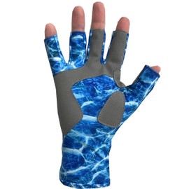 Glacier Glove Islamorada Fingerless Sun Gloves - Small - Blue Water Camo