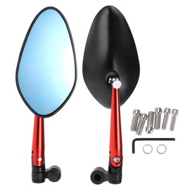 RATCHROLL 1 Set Universal Motorcycle Rear View Mirrors Adjustable Bar End Side Mirrors Mount M8/M10 Black Red Aluminum Alloy Aluminum Prismatic Shape