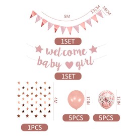 1Pc Banner, 1Pc Pennant, 1Pc Star Garland And 10Pcs Balloons, Girls Party Decorations, Gender Reveal Party Supplies