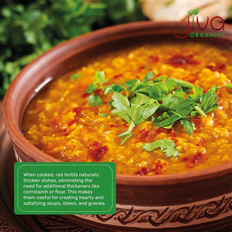 Jiva Organic Split Red Lentils 4 Pound LARGE Bag -