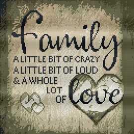 Gofission 11ct Stamped Cross Stitch Kits for Adults Beginners, Family Love Quotes DIY Pre Printed Cross Stitch Embroidery Set with Accessories Wall Decor 36x36cm (Family)
